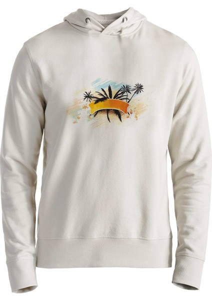 Palmiye Dijital Baskılı Ekru Sweatshirt