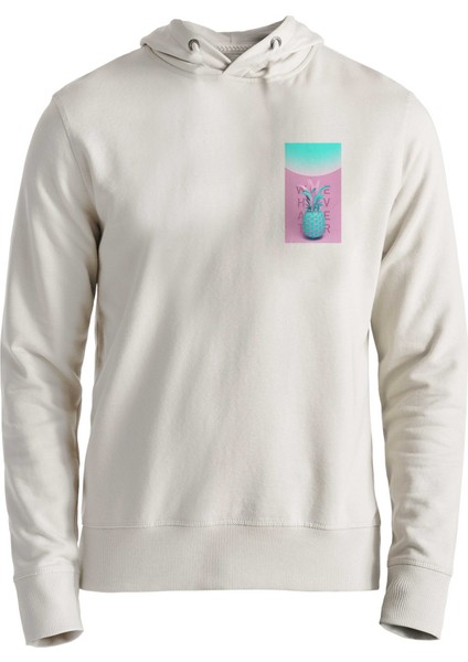Ananas Resimli Dijital Baskılı Ekru Sweatshirt