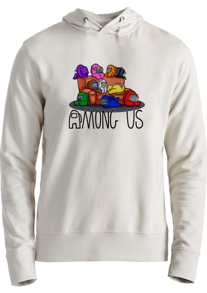 Among Us Dijital Baskılı Ekru Sweatshirt