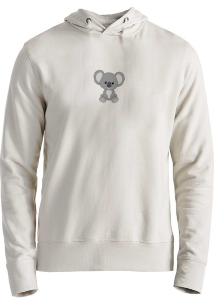 Animal Koala Resimli Dijital Baskılı Ekru Sweatshirt