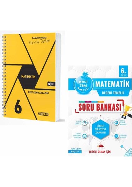 6. Sınıf Matematik Özet Konu Anlatımlı Etkinlik Kitabı ve Nartest Mavi Matematik Soru Bankası