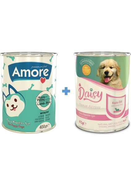 Kuzu Etli Pirinçli Ezme Yavru Köpek Konserve Mama 20+4lü + Sticks ödül çubuğu 2x3 Adet