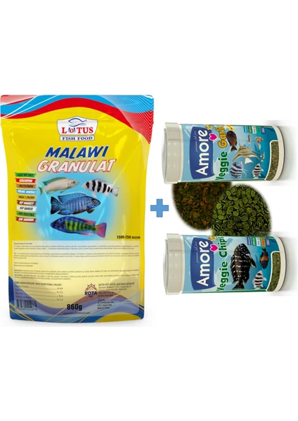 Malawi Granulat Ciklet Protein 860 G Akvaryum Balık Yemi + 30 gr + 30 gr