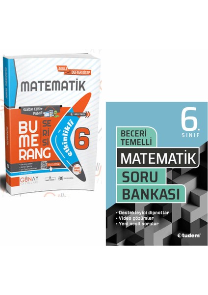 Gün&Ay Yayınları 6. Sınıf Bumerang Etkinlikli Matematik ve Tudem Matematik Beceri Temelli Soru Bankası