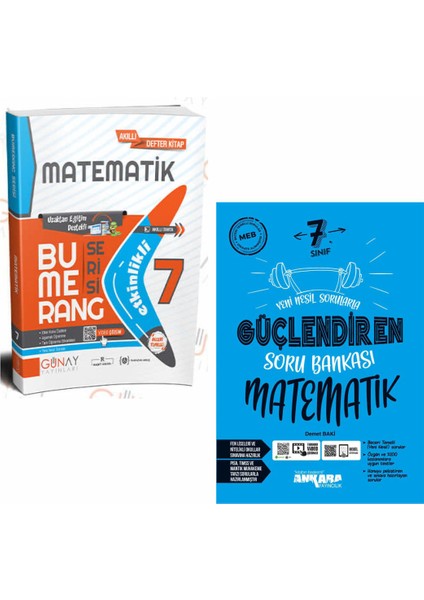Gün&Ay Yayınları 7. Sınıf Bumerang Etkinlikli Matematik ve Ankara Matematik Güçlendiren Soru Bankası