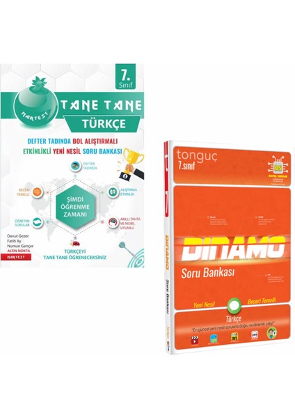 Nartest Yayınevi 7. Sınıf Defter Tadında Tane Tane Türkçe ve Tonguç Dinamo Türkçe Soru Bankası