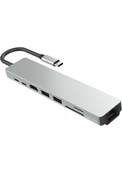 Ethernet USB Type-C Hub HDMI Girişi Çevirici 8in1 Çevirici Adaptör