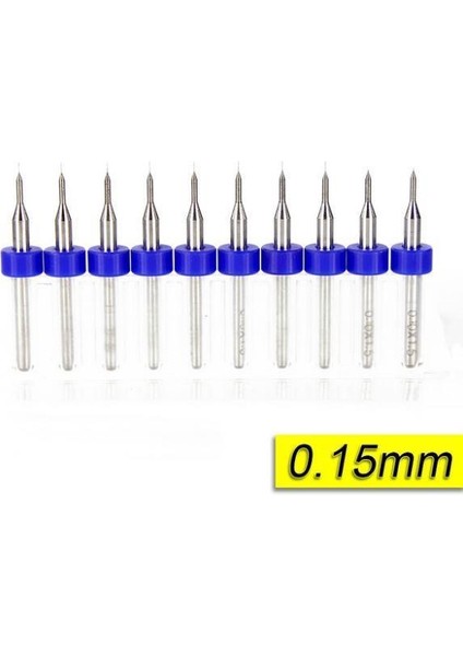 Pcb Mikro Karbür Cnc Matkap Ucu 10LU Set 0,15MM Tungsten 18 Shank