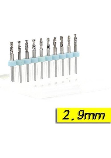 Pcb Mikro Karbür Cnc Matkap Ucu 10LU Set 2,90MM Tungsten 18 Shank