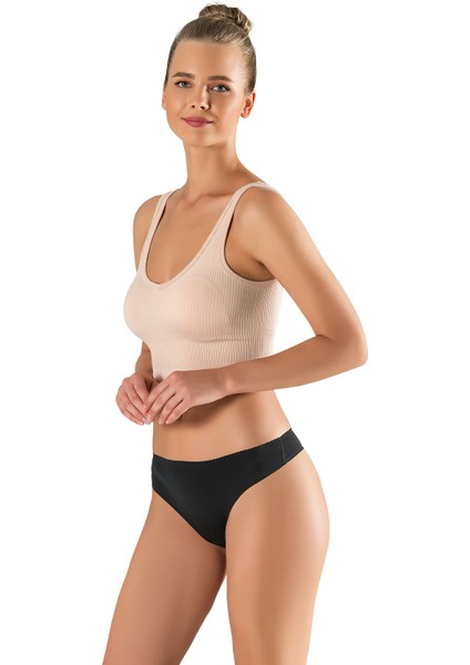 3'lü Lazer Kesim Kadın Slip Tanga Iz Yapmaz Toparlayıcı Siyah Slikonlu fiyatları