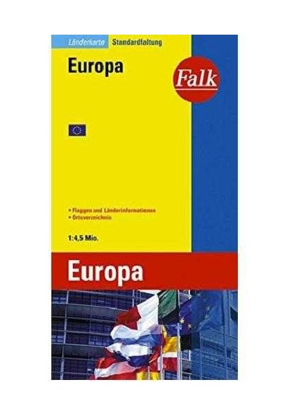 Falk Länderkarte Europa 1:4,5 Mio. (Almanca) Perfect Binding Cilt