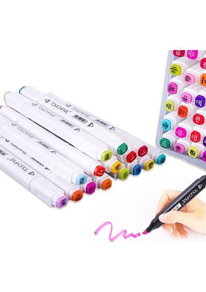 40 Renk Beyaz Kabuk Yağlı Alkol Bazlı Sanat Işaretleyiciler Seti Çift Başlı Kroki Marker Sanatçı Fırça Kalem Manga Tasarım Sanat Malzemeleri (Yurt Dışından)