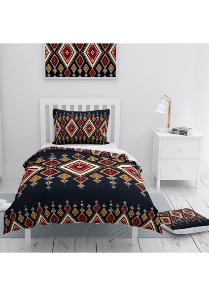 Ethnic Geometric 3D Pamuk Saten Nevresim Takımı