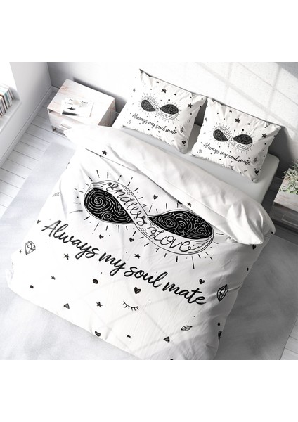 Soul Mate 3D Pamuk Saten Çift Kişilik Nevresim Takımı
