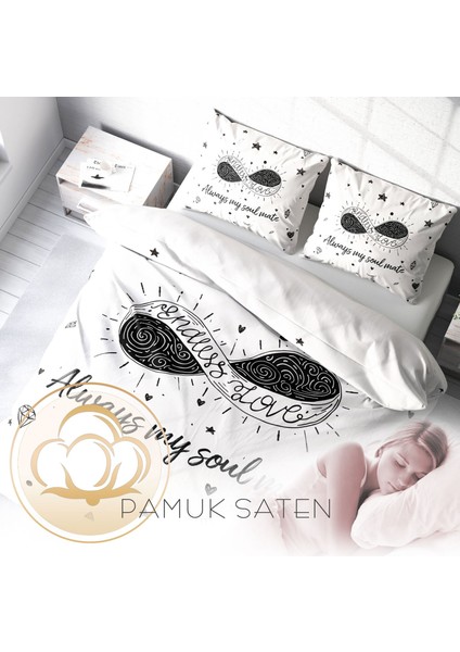 Soul Mate 3D Pamuk Saten Çift Kişilik Nevresim Takımı