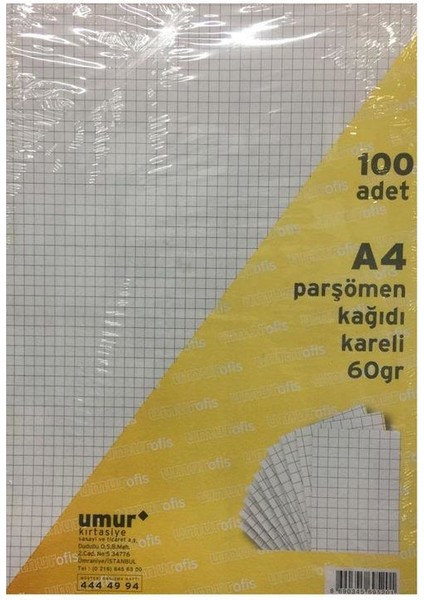 Kareli Parşömen Kağıdı A4 60 gr 100 Adet