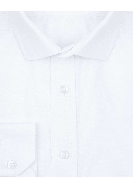 Slim Fit Armür Desenli Beyaz Erkek Gömlek fiyatları