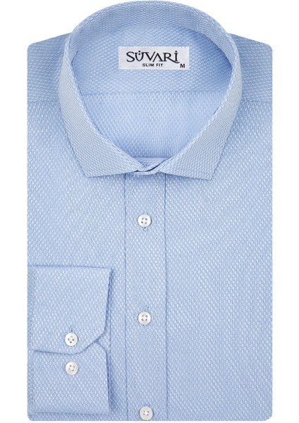 Slim Fit Armür Desenli Beyaz Erkek Gömlek modelleri