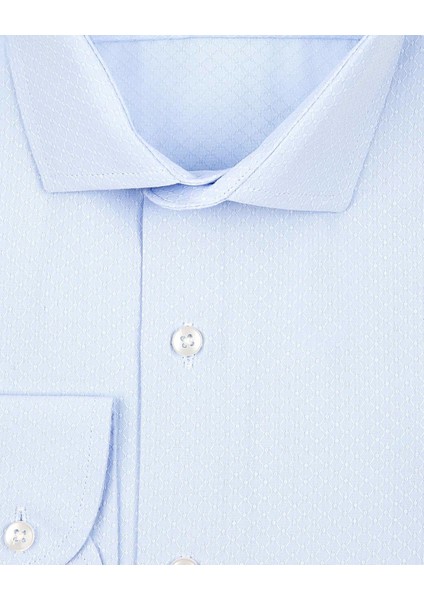 Slim Fit Armür Desenli Soluk Mavi Erkek Gömlek fiyatları