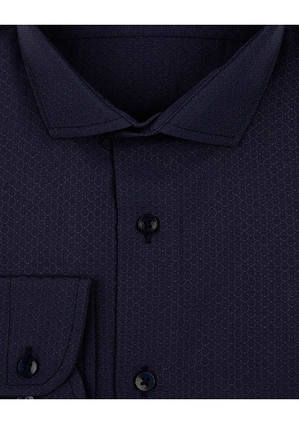 Slim Fit Armür Desenli Soluk Mavi Erkek Gömlek modelleri