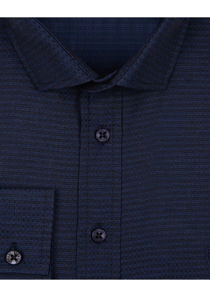 Slim Fit Armür Desenli Lacivert Erkek Gömlek fiyatları