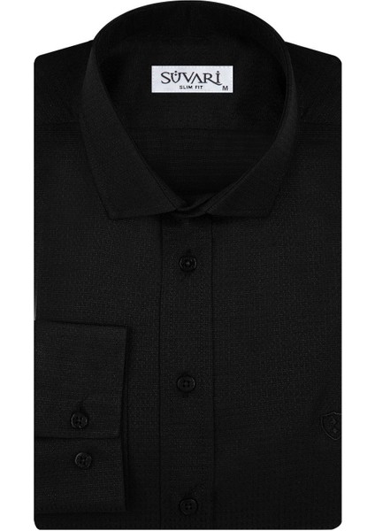 Slim Fit Armür Desenli Lacivert Erkek Gömlek indirimleri