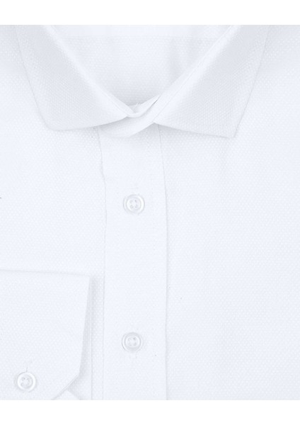 Slim Fit Armür Desenli Beyaz Erkek Gömlek fiyatları