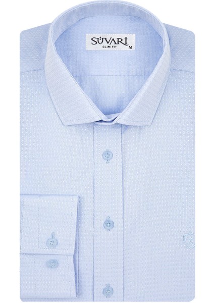 Slim Fit Armür Desenli Beyaz Erkek Gömlek modelleri