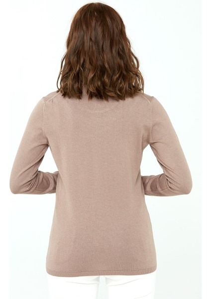 Kadın Likralı Uzun Kollu Basic Tam Balıkçı Bluz Vizon fırsatları