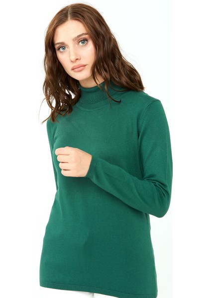 Kadın Likralı Uzun Kollu Basic Tam Balıkçı Bluz Ördek Yeşil fırsatları