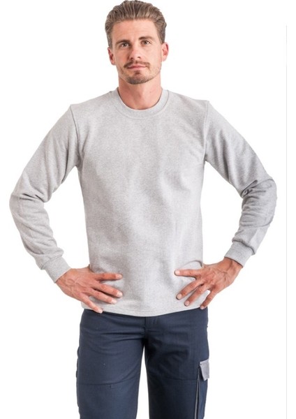 Uzun Kol Sıfır Yaka Sweatshirt Gri