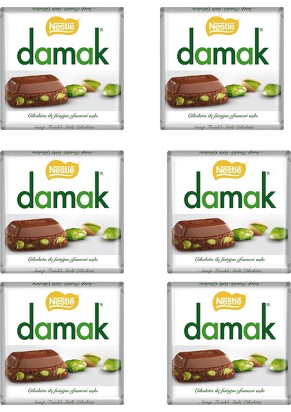 Damak Antep Fıstıklı Sütlü Kare 63 gr 6'lı
