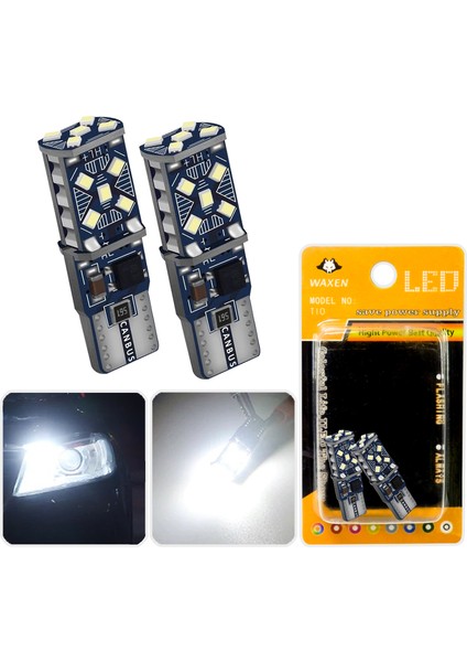 T10 Park Ampulü 15 LED Dipsiz Canbus W5W 194 6500K Beyaz Güçlü Işık