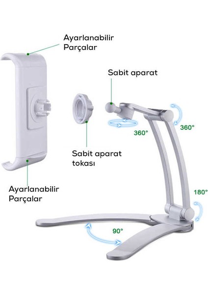 Tablet Telefon Tutucu Standı Teleskopik Duvar / Masa PB-41E