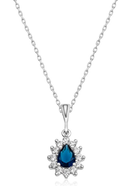 Safir Taşlı Gümüş Kolye