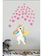 Renkli Sevimli Unicorn Pembe Kalpler Çocuk Odası Anaokulu Duvar Sticker 3