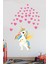 Renkli Sevimli Unicorn Pembe Kalpler Çocuk Odası Anaokulu Duvar Sticker 5