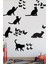 Kedi ve Kelebekler Sticker Set Siyah Etiket Duvar Sticker 3