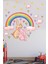 Gökkuşağı Altında Sevimli Tavşanlar Yıldızlar ve Bulutlar Duvar Sticker 4