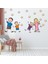 Neşeli Aile ve Yıldızlar Çizgi Tasarımlı Okul ve Çocuk Odası Sticker 1