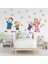 Neşeli Aile ve Yıldızlar Çizgi Tasarımlı Okul ve Çocuk Odası Sticker 2