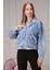 Geniş Kol Mini Kadın Kot Ceket 6639-819 Mavi 3