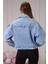 Geniş Kol Mini Kadın Kot Ceket 6639-819 Mavi 5