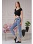 Skinny Jean Paçası Tokalı Kadın Pantolon 4224-939 Açık Mavi 2