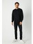 Erkek Siyah Basic Bisiklet Yaka Sweatshirt 2