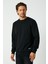 Erkek Siyah Basic Bisiklet Yaka Sweatshirt 3