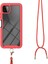 Samsung Galaxy A22 5G İçin Şeffaf Bumper Shockproof Ayarlanabilir Çapraz Askılı Askılı Tam Koruma Kılıf Kapaklı Kırmızı (Yurt Dışından) 4