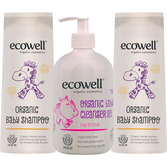 Ecowell Organik Bebe Şampuanı 2 Adet + Organik Temizleme Jeli