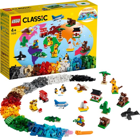 LEGO® Classic Dünya Turu 11015 - Yaratıcı Çocuklar için Simgeleşmiş Hayvan Oyuncakları İçeren Oyuncak Yapım Seti (950 Parça)