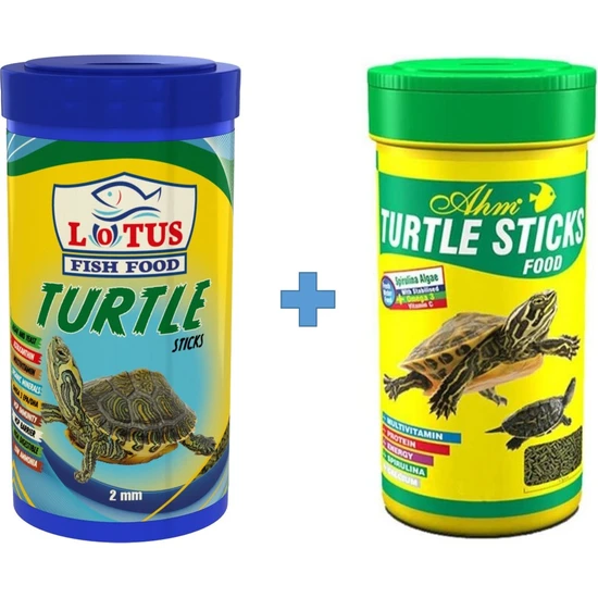 Lotus Turtle Sticks 250 ml + Ahm Turtle 250 ml Kutu Sürüngen Kaplumbağa Yemi